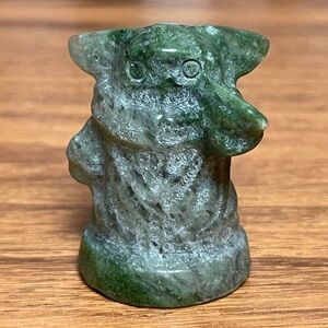 Moss Agate Baby Yoda Crystal Carving